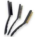 3 brosses avec poils en laiton, acier inoxydable et polyamide