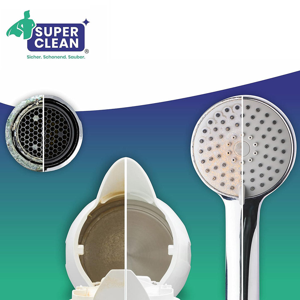 Super Clean détartrant spécial pour robinetterie, lot de 500 ml avec bouchon anti-calcaire