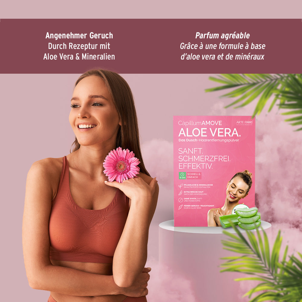 Capillum AMOVE Aloe Vera, poudre dépilatoire pour la douche, 200 g