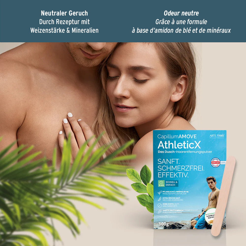 Capillum AMOVE Athletic X, poudre dépilatoire pour la douche, 200 g