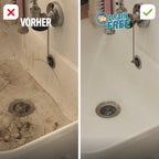 Ablauf der Spühle vor und nach der Anweundung von Drainfree Pure100