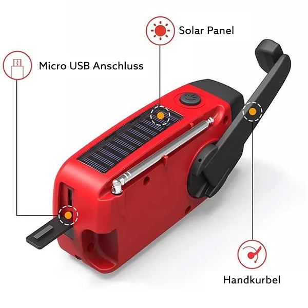 Mini batterie d'urgence avec lampe et radio