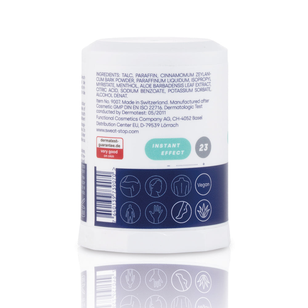 SweatStop stick de poudre pour les pieds à la cannelle et au menthol pour les pieds secs