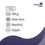 SweatStop Poudre pour pieds au menthol & à l'aloe vera pour les pieds secs, 100g