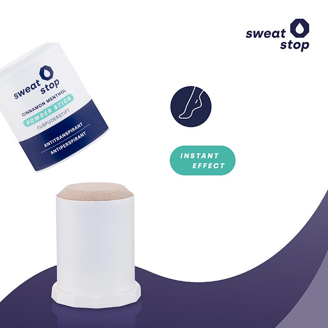 SweatStop stick de poudre pour les pieds à la cannelle et au menthol pour les pieds secs