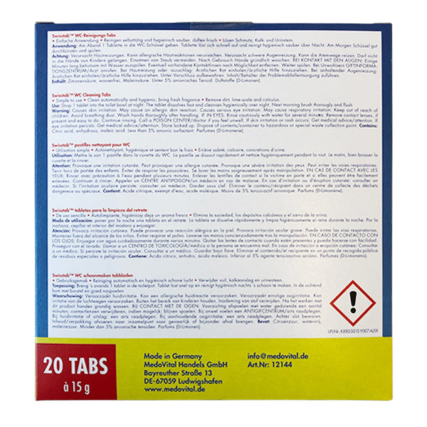 Swisstabs - Pastilles nettoyantes pour WC (20 pces)