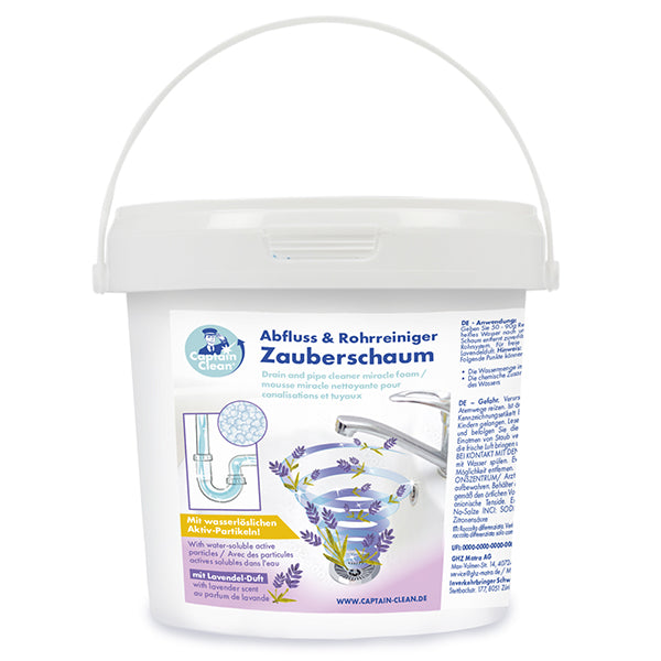 Captain Clean Abfluss- und Rohrreiniger Zauberschaum mit Lavendelduft, 1 kg
