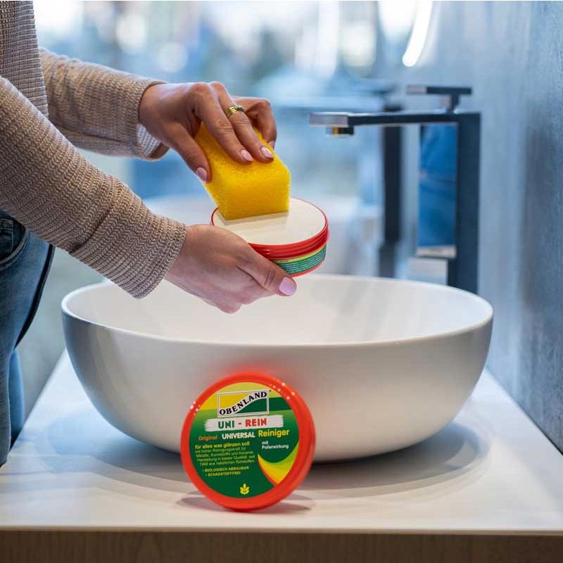 Lavabo reinigen mit Obenland Universalreiniger