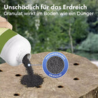 Wurzel-Weg ist ein hochwirksames Granulat und wirkt im Boden wie Dünger.