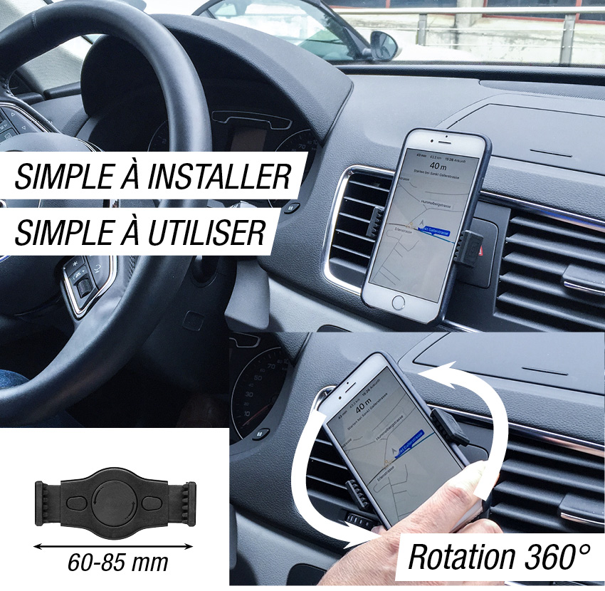 SUPPORT POUR TÉLÉPHONE PORTABLE À PLACER DANS LA VOITURE