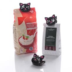 Clips pour sachets en forme de chat, noir, lot de 6 