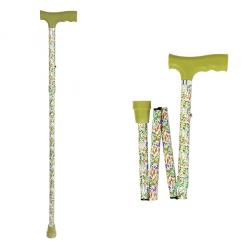 Bâton de voyage Vital Comfort pliable, motif fleurs sauvages, vert 