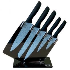 Set de couteaux en jade 5 pièces avec support 