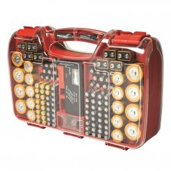 Boîte de rangement pour 180 piles avec testeur de piles 