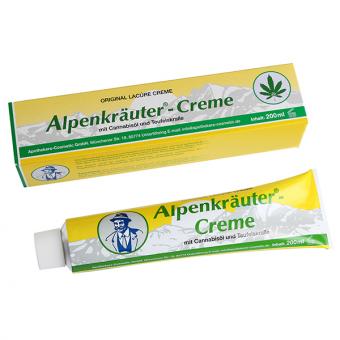 Alpenkräuter Creme mit Cannabisöl und Teufelskralle, 200 ml 